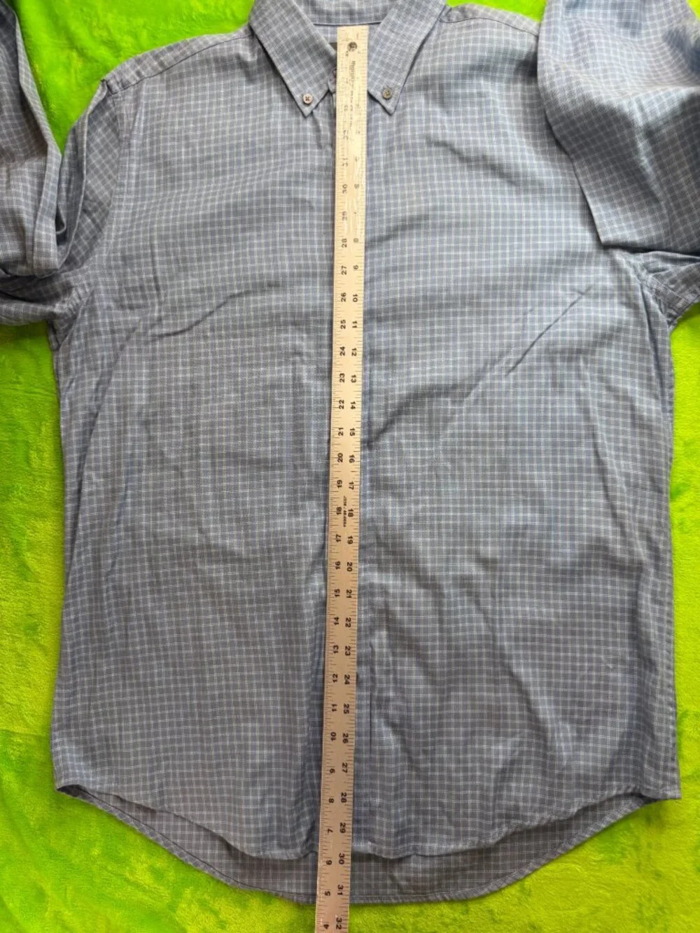 Banana Republic Blue Plaid Button-Up Shirt Mens Sz L